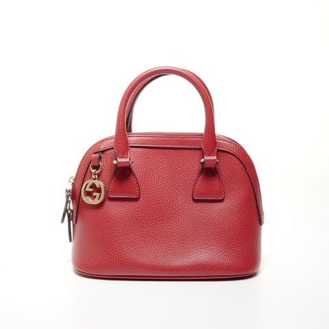 GUCCI Leather 2way Handbag Red WS24732