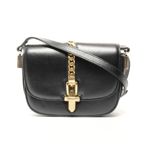 GUCCI Leather Sylvie Mini Shoulder Bag black WS24734