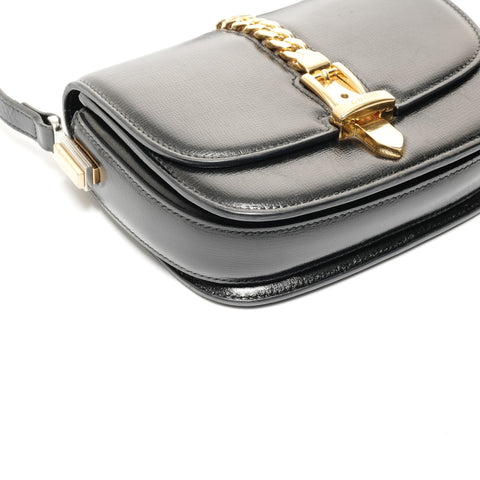 GUCCI Leather Sylvie Mini Shoulder Bag black WS24734