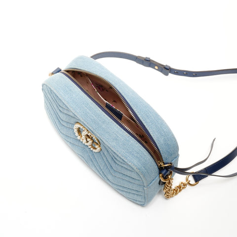 GUCCI GG Marmont denim camera bag Shoulder Bag Navy WS24735