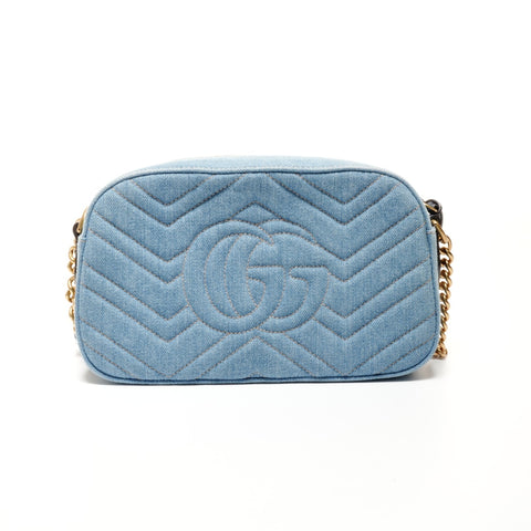 GUCCI GG Marmont denim camera bag Shoulder Bag Navy WS24735