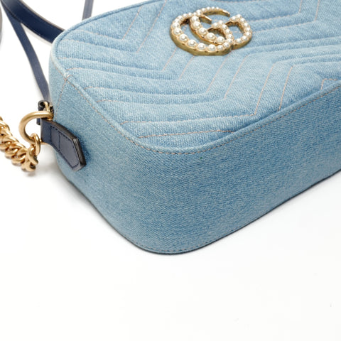 GUCCI GG Marmont denim camera bag Shoulder Bag Navy WS24735