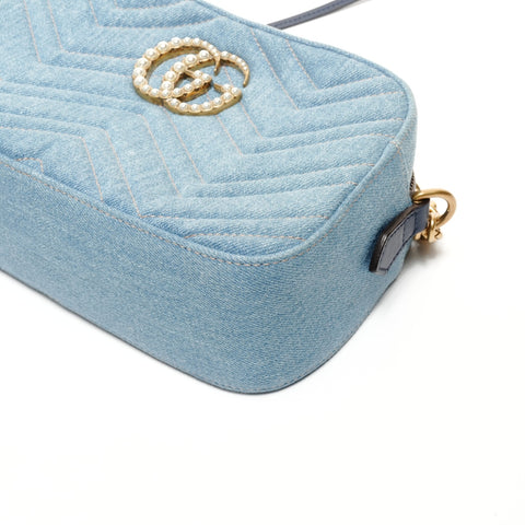 GUCCI GG Marmont denim camera bag Shoulder Bag Navy WS24735