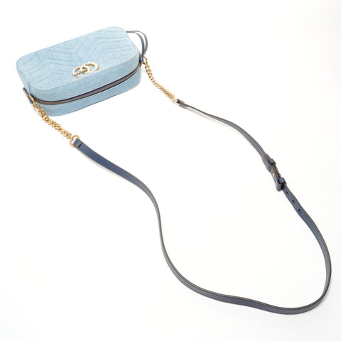 GUCCI GG Marmont denim camera bag Shoulder Bag Navy WS24735