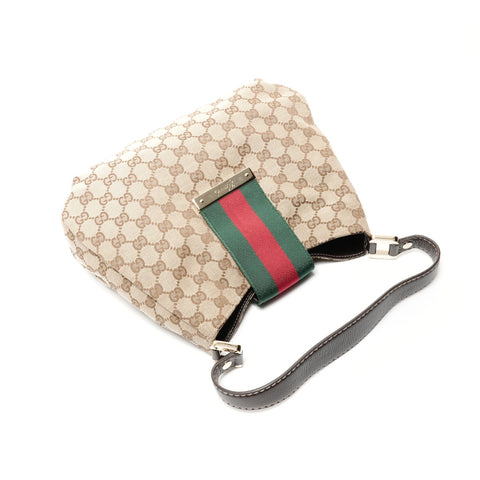 GUCCI GG Canvas Hobo Shelly One Belt Shoulder Bag Brown WS24737