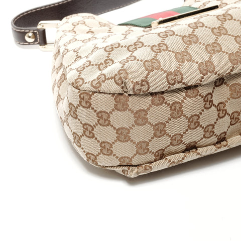 GUCCI GG Canvas Hobo Shelly One Belt Shoulder Bag Brown WS24737