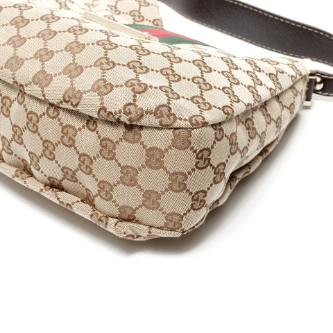 GUCCI GG Canvas Hobo Shelly One Belt Shoulder Bag Brown WS24737