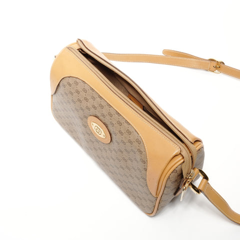 GUCCI PVC Old Gucci Micro GG Shoulder Bag Brown WS24738