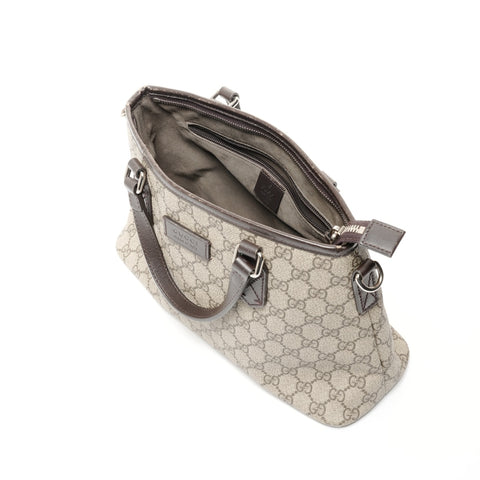 GUCCI GG Supreme PVC 2way Handbag Brown WS24739