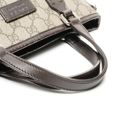 GUCCI GG Supreme PVC 2way Handbag Brown WS24739