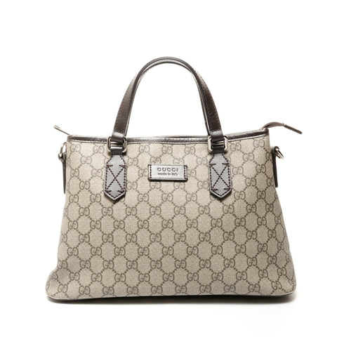 GUCCI GG Supreme PVC 2way Handbag Brown WS24739