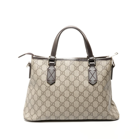 GUCCI GG Supreme PVC 2way Handbag Brown WS24739