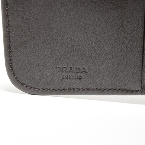 PRADA Harako 豹纹圆形拉链紧凑钱包双折钱包棕色 WS24742