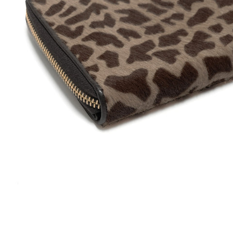 PRADA Harako Leopard Print Round Zip Compact Wallet Bifold Wallet Brown WS24742