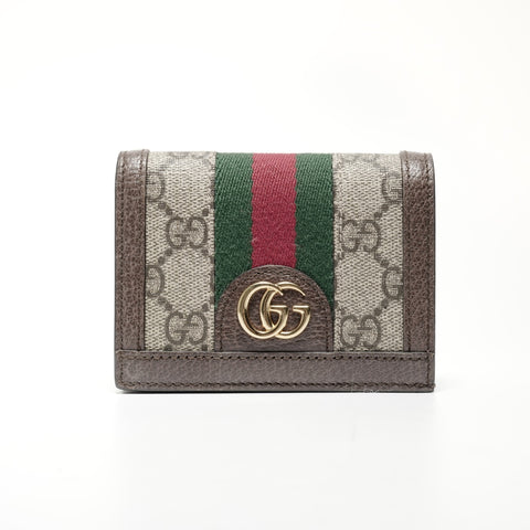 GUCCI Ophidia Compact Wallet PVC GG Supreme Bifold Wallet Brown WS24743