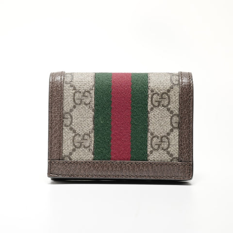 GUCCI Ophidia Compact Wallet PVC GG Supreme Bifold Wallet Brown WS24743