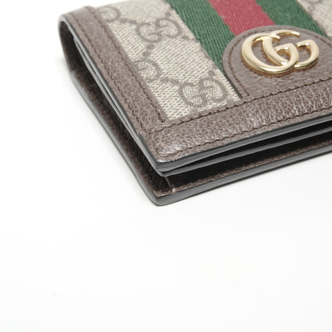 GUCCI Ophidia Compact Wallet PVC GG Supreme Bifold Wallet Brown WS24743