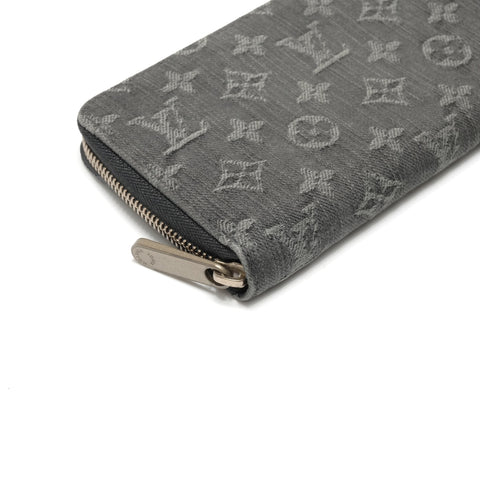 LOUIS VUITTON 2008 Monogram Denim Zippy Wallet Purse black WS24744