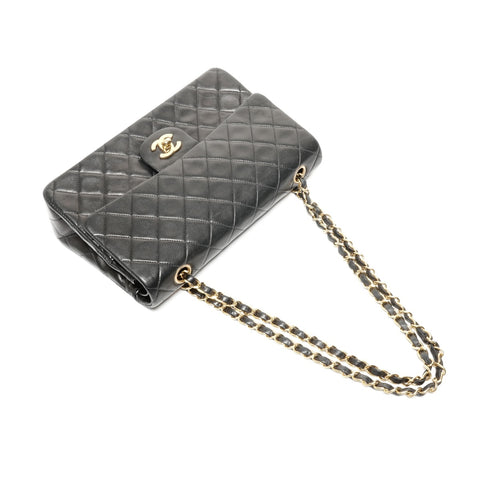 CHANEL No. 2 1991-1994 Lambskin Matelasse 25 Double Flap Shoulder Bag black WS24748