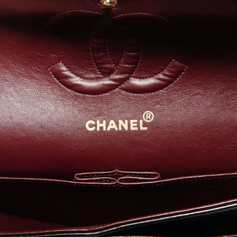 CHANEL No. 2 1991-1994 Lambskin Matelasse 25 Double Flap Shoulder Bag black WS24748