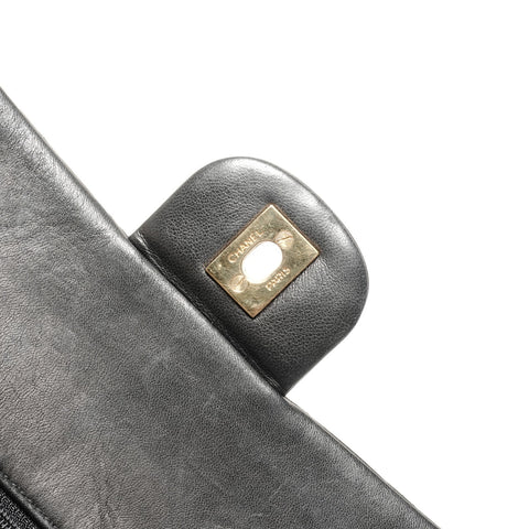 CHANEL No. 2 1991-1994 Lambskin Matelasse 25 Double Flap Shoulder Bag black WS24748