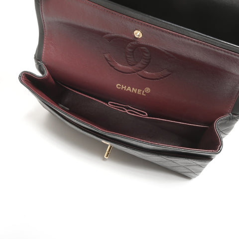 CHANEL No. 2 1991-1994 Lambskin Matelasse 25 Double Flap Shoulder Bag black WS24748