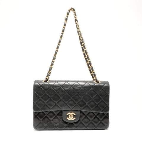 CHANEL No. 2 1991-1994 Lambskin Matelasse 25 Double Flap Shoulder Bag black WS24748