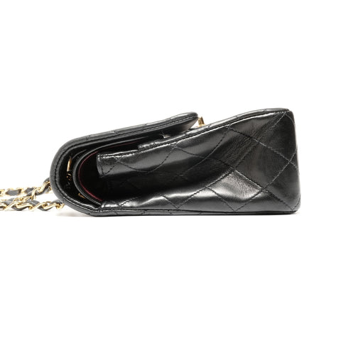 CHANEL No. 2 1991-1994 Lambskin Matelasse 25 Double Flap Shoulder Bag black WS24748