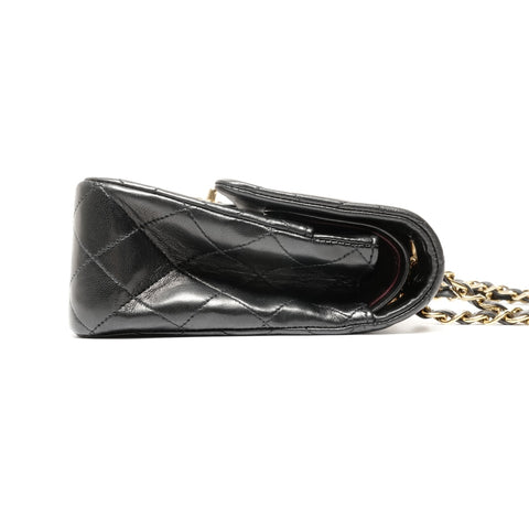 CHANEL No. 2 1991-1994 Lambskin Matelasse 25 Double Flap Shoulder Bag black WS24748