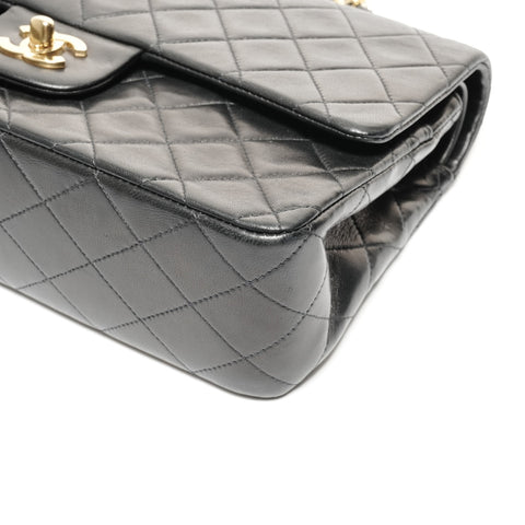 CHANEL No. 2 1991-1994 Lambskin Matelasse 25 Double Flap Shoulder Bag black WS24748