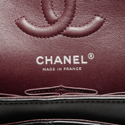 CHANEL 30s 2020-2021 Mini Matelasse 23 Lambskin Double Flap Silver Metal Shoulder Bag black WS24750