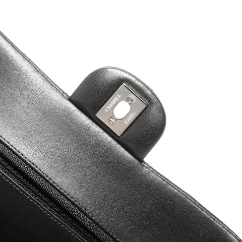 CHANEL 30s 2020-2021 Mini Matelasse 23 Lambskin Double Flap Silver Metal Shoulder Bag black WS24750