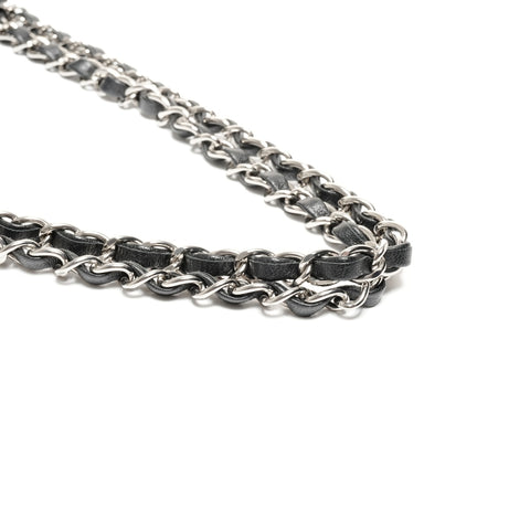 CHANEL 30s 2020-2021 Mini Matelasse 23 Lambskin Double Flap Silver Metal Shoulder Bag black WS24750