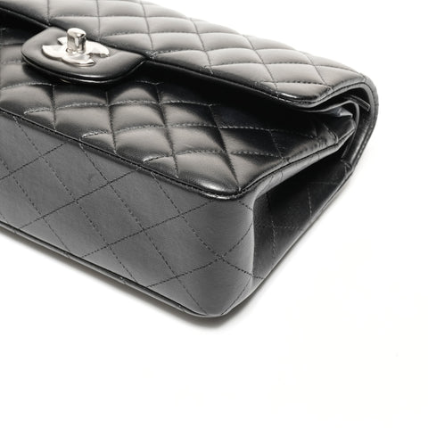 CHANEL 30s 2020-2021 Mini Matelasse 23 Lambskin Double Flap Silver Metal Shoulder Bag black WS24750