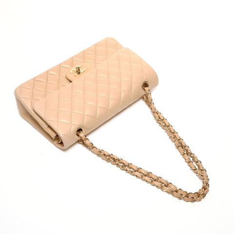 CHANEL No. 8 2003-2004 Lambskin Matelasse 25 Double Flap Shoulder Bag beige WS24751