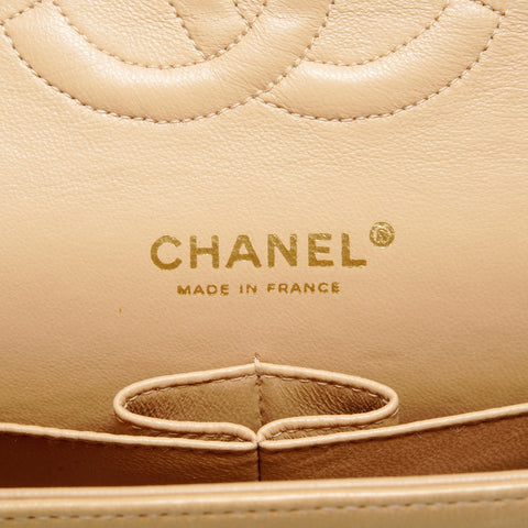 CHANEL No. 8 2003-2004 Lambskin Matelasse 25 Double Flap Shoulder Bag beige WS24751