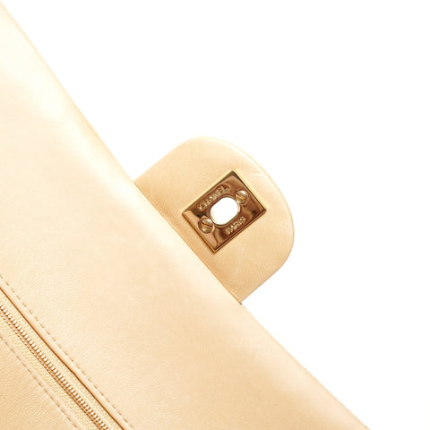 CHANEL No. 8 2003-2004 Lambskin Matelasse 25 Double Flap Shoulder Bag beige WS24751