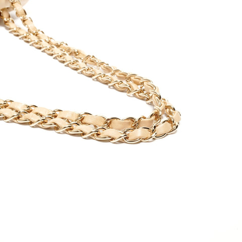 CHANEL No. 8 2003-2004 Lambskin Matelasse 25 Double Flap Shoulder Bag beige WS24751