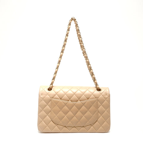 CHANEL No. 8 2003-2004 Lambskin Matelasse 25 Double Flap Shoulder Bag beige WS24751
