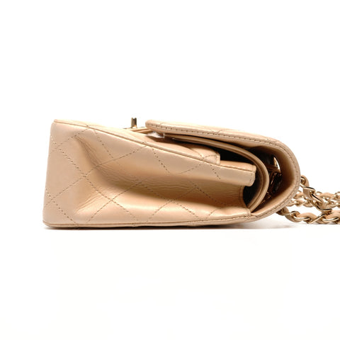 CHANEL No. 8 2003-2004 Lambskin Matelasse 25 Double Flap Shoulder Bag beige WS24751