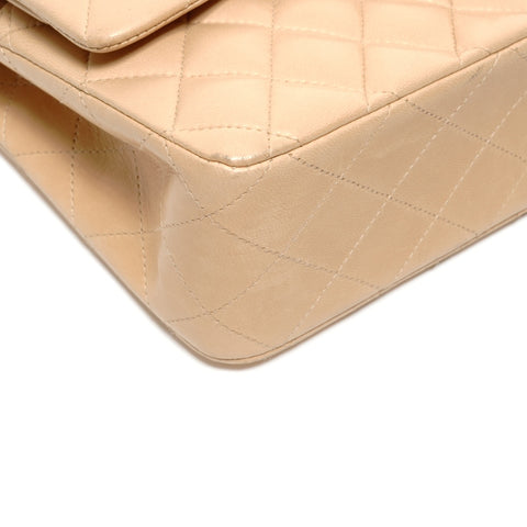 CHANEL No. 8 2003-2004 Lambskin Matelasse 25 Double Flap Shoulder Bag beige WS24751