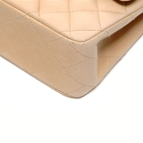 CHANEL No. 8 2003-2004 Lambskin Matelasse 25 Double Flap Shoulder Bag beige WS24751