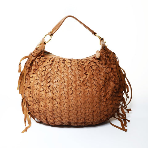 Miu Miu INTRECCIATO 2way Leather Shoulder Bag Brown WS24753