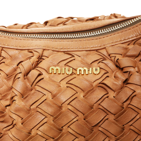Miu Miu INTRECCIATO 2way Leather Shoulder Bag Brown WS24753