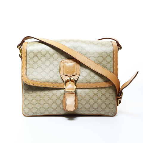 CELINE PVC Macadam Shoulder Bag beige WS24754