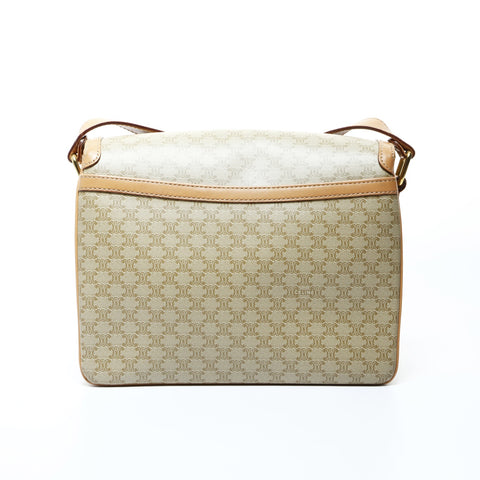 CELINE PVC Macadam Shoulder Bag beige WS24754