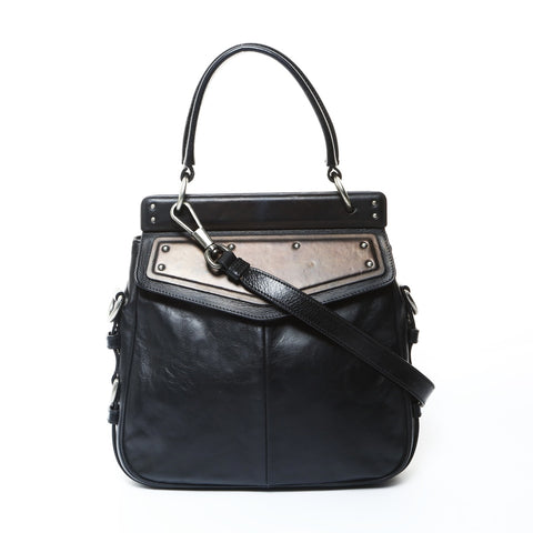 YVES SAINT LAURENT Leather 2way Mombasa Handbag black WS24758