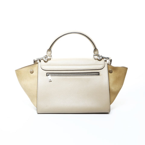 CELINE Leather Suede Trapeze 2way Handbag beige WS24759