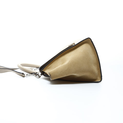 CELINE Leather Suede Trapeze 2way Handbag beige WS24759