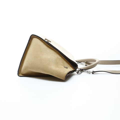 CELINE Leather Suede Trapeze 2way Handbag beige WS24759